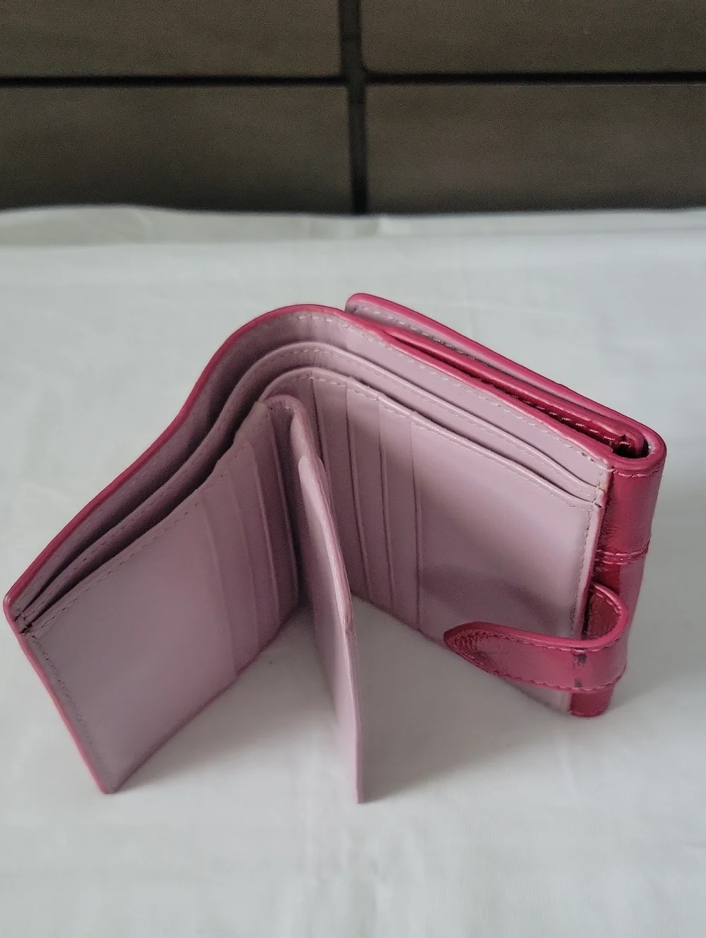 Coach Pink Patent Leather Small Wallet with Silver Turnlock